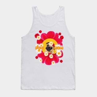 pug mom on pink flowers Tank Top